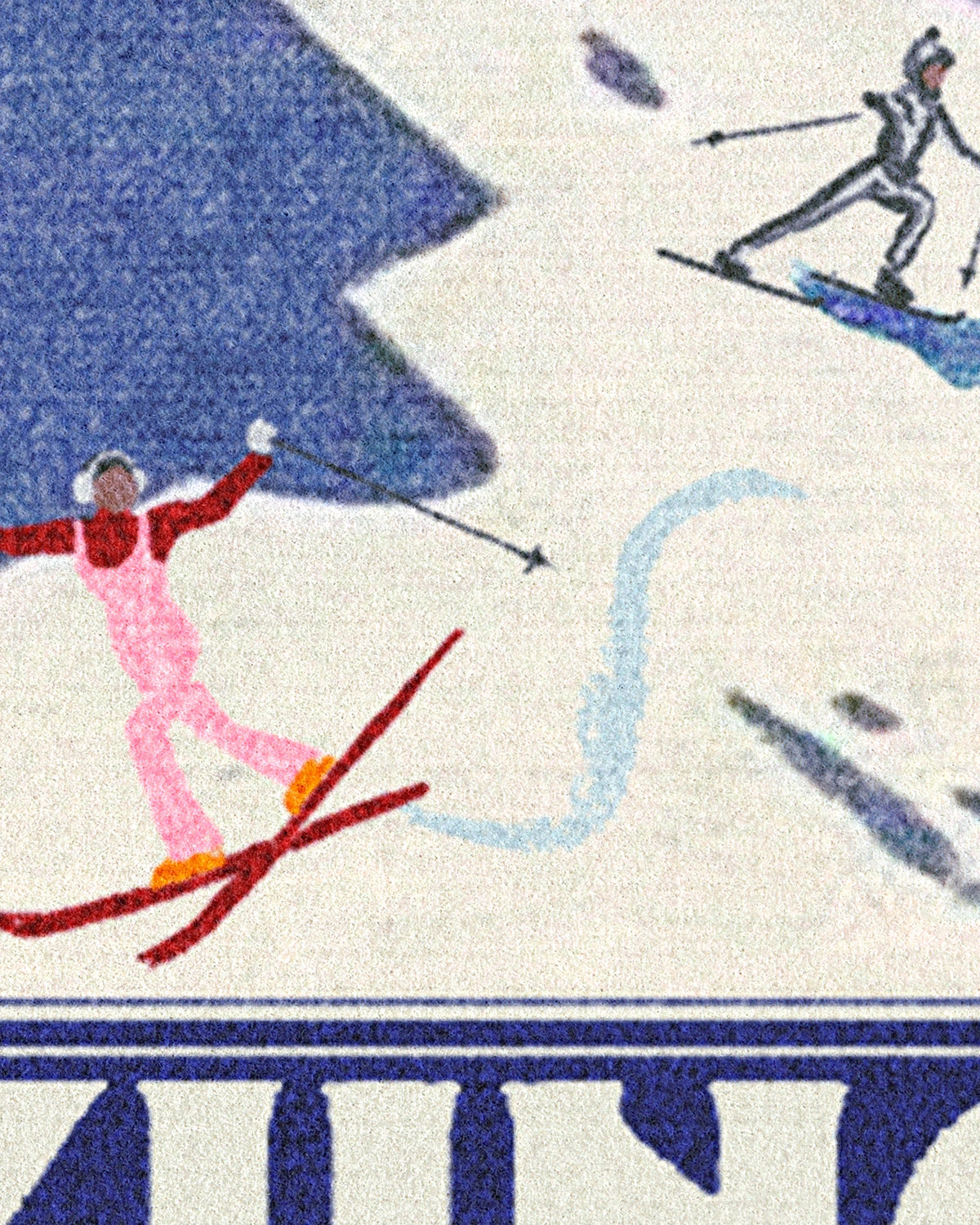 Gone Skiing Blue Large Doormat