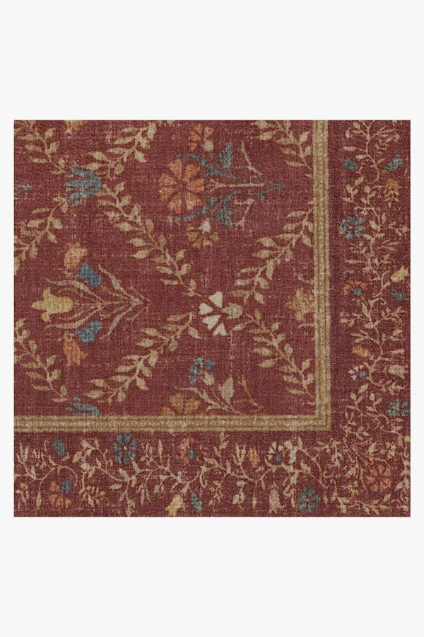 Bellflowers Amber Red Flatwoven Rug by Morris & Co.