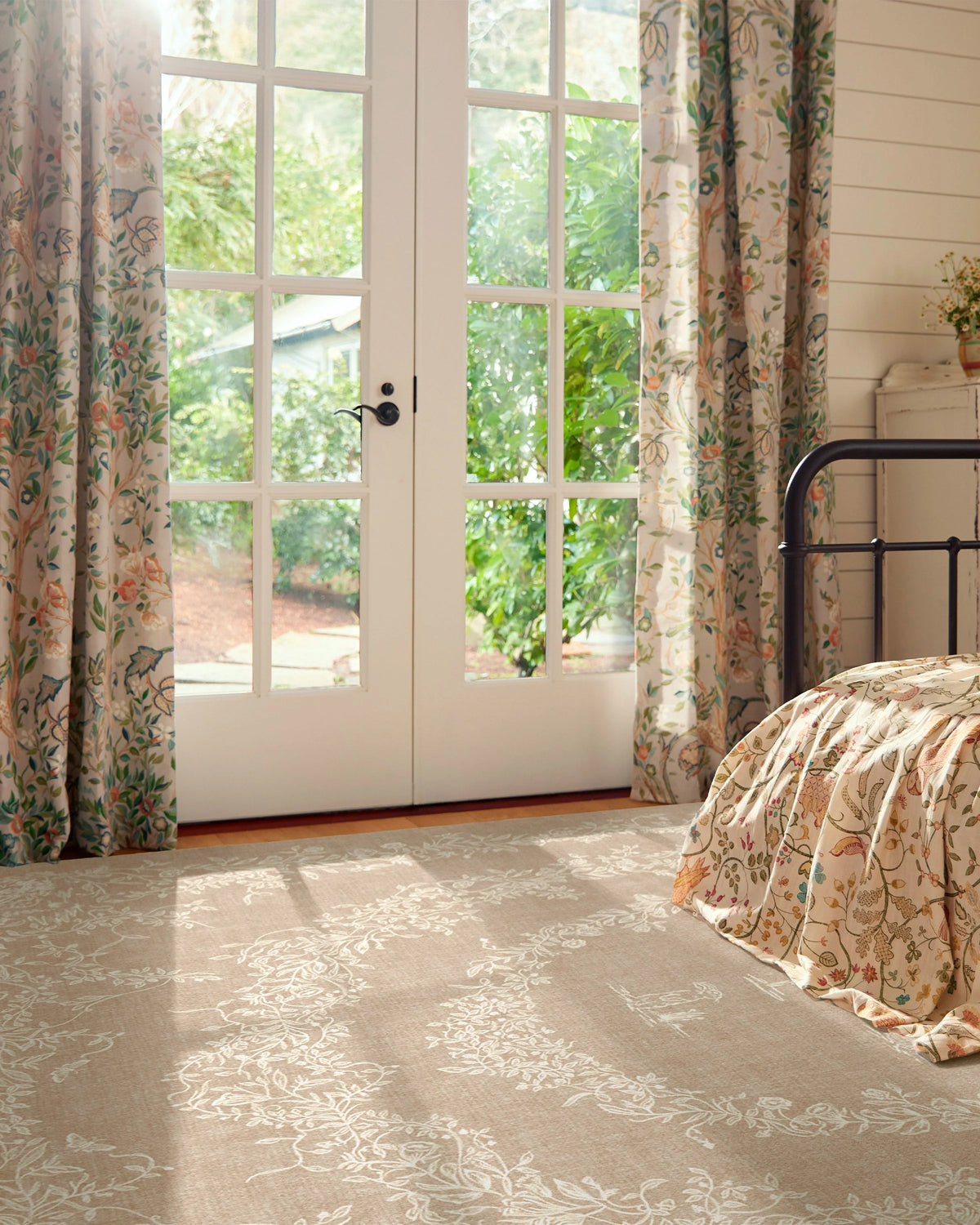 Bashful Bunny Toile Natural Flatwoven Rug