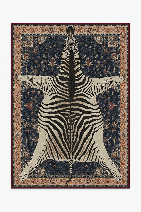 On Safari Sapphire Flatwoven Rug by Iris Apfel
