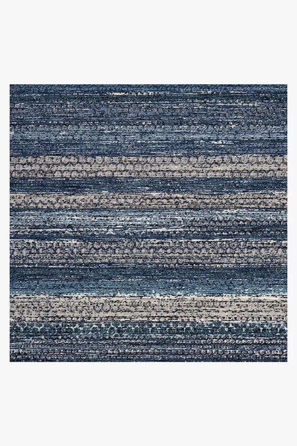 Multi Stripe Blue Flatwoven Rug