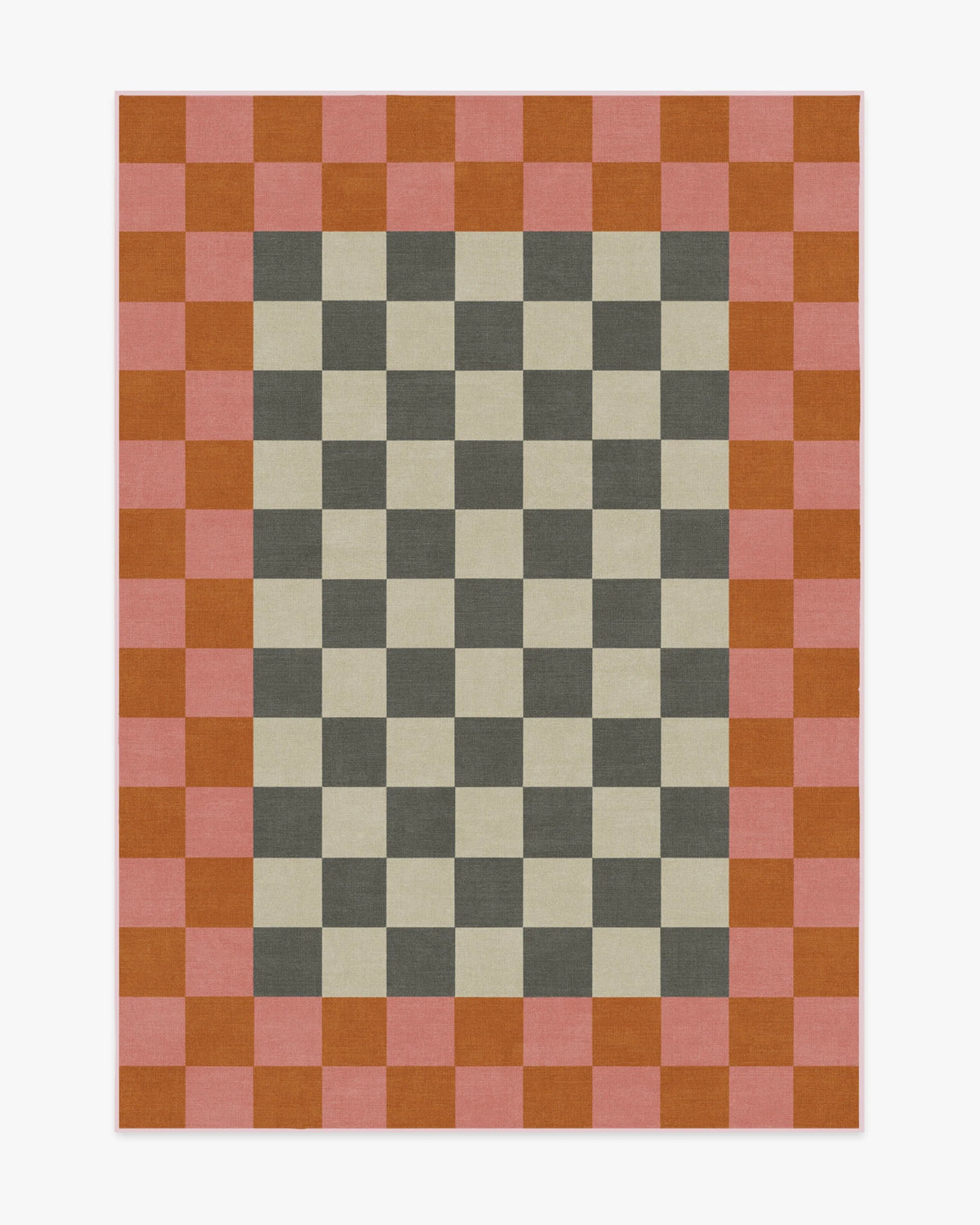 Checker Border Pink & Orange Rug by Jonathan Adler