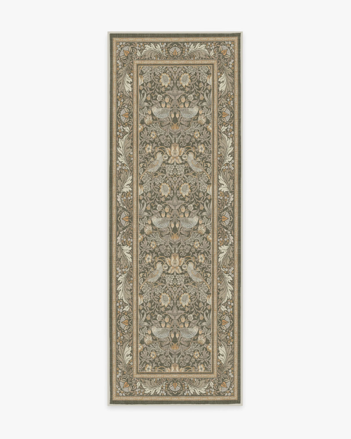 Strawberry Thief Stone Gold Flatwoven Rug by Morris & Co.