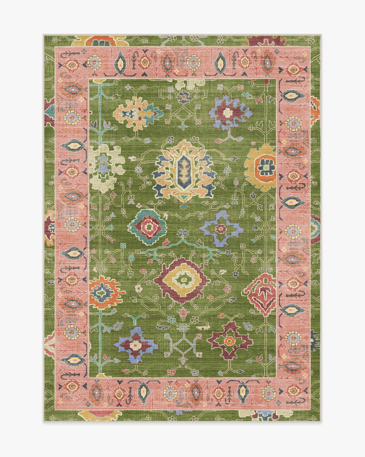 Mehr Green & Soft Pink Outdoor Rug