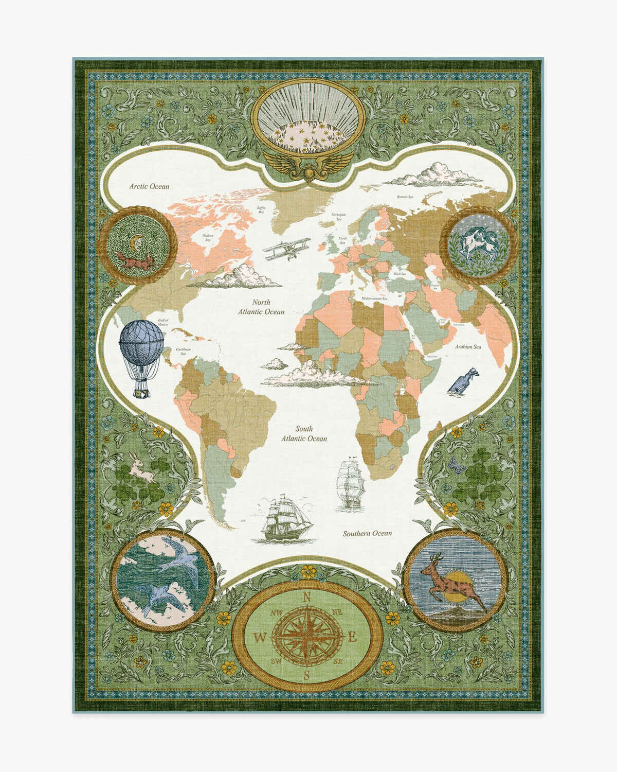 Little Explorer Gold & Green Flatwoven Rug