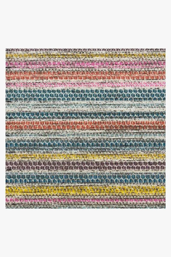 Multi Stripe Polychrome Flatwoven Rug