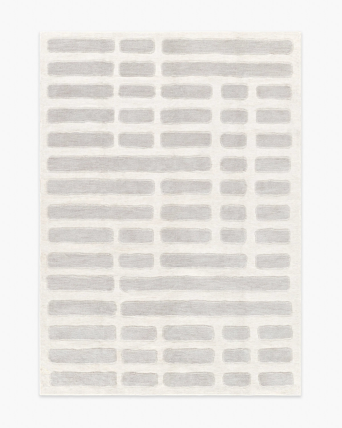 Brick Soft White & Light Grey Plush Rug