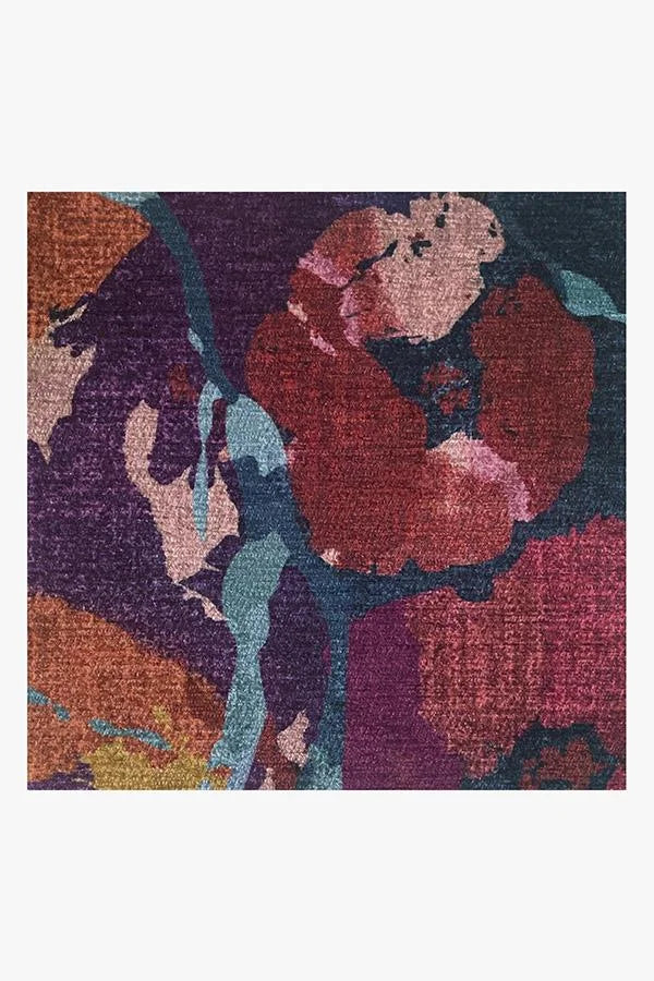 Watercolor Floral Navy Flatwoven Rug