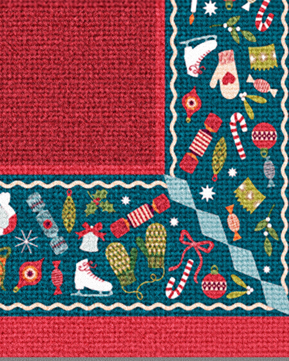 Bauble Border Red & Blue Doormat