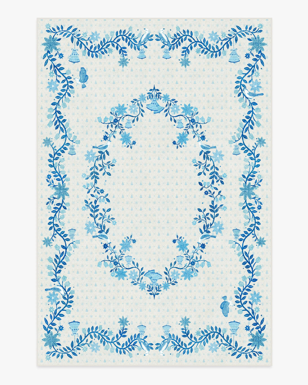 Festive Yuletide Ivory & Blue Rug by The Hiltons
