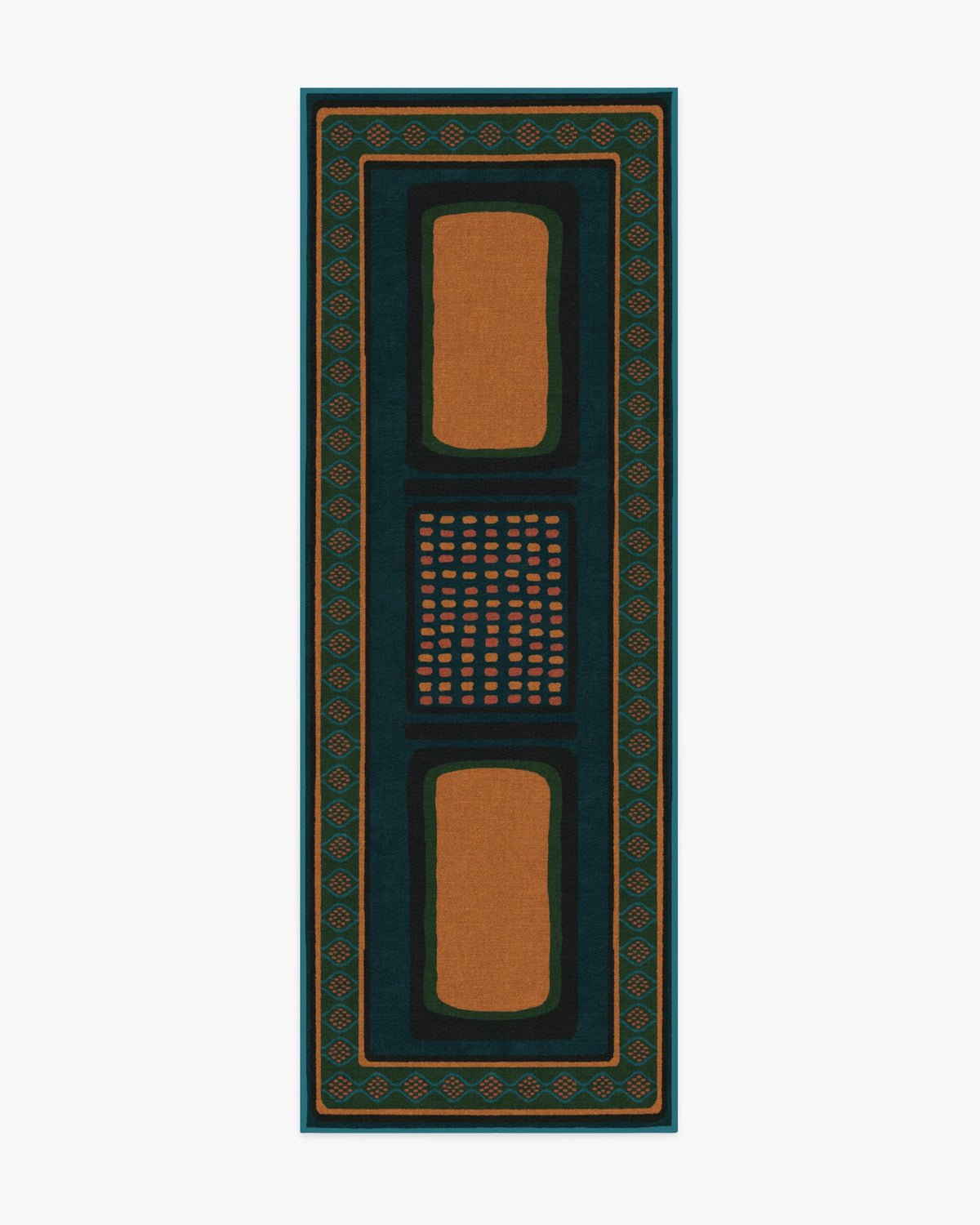 Nerissa Teal & Gold Flatwoven Rug by Architectural Digest