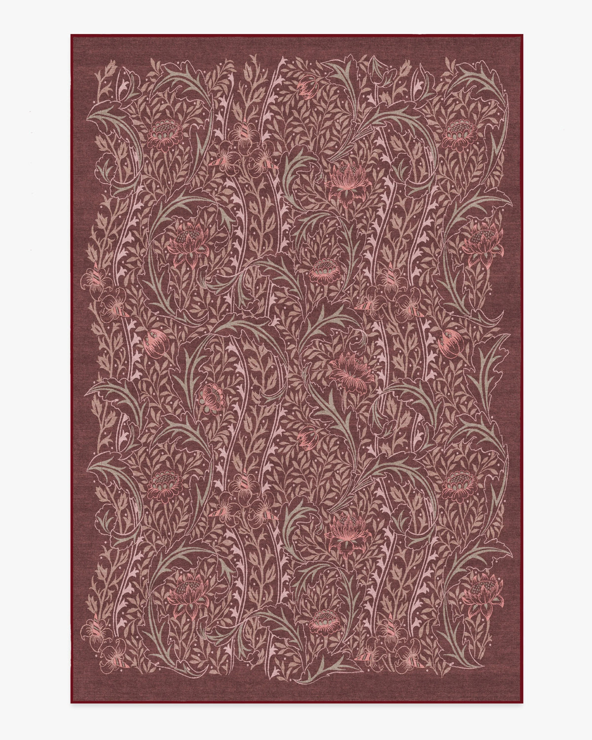 Wild Tulip & Vine Burgundy Flatwoven Rug by Morris & Co.