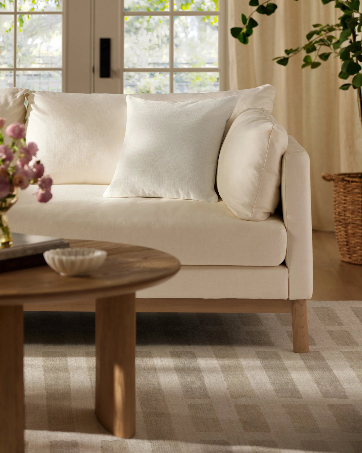 Ivory Woven Throw Pillow