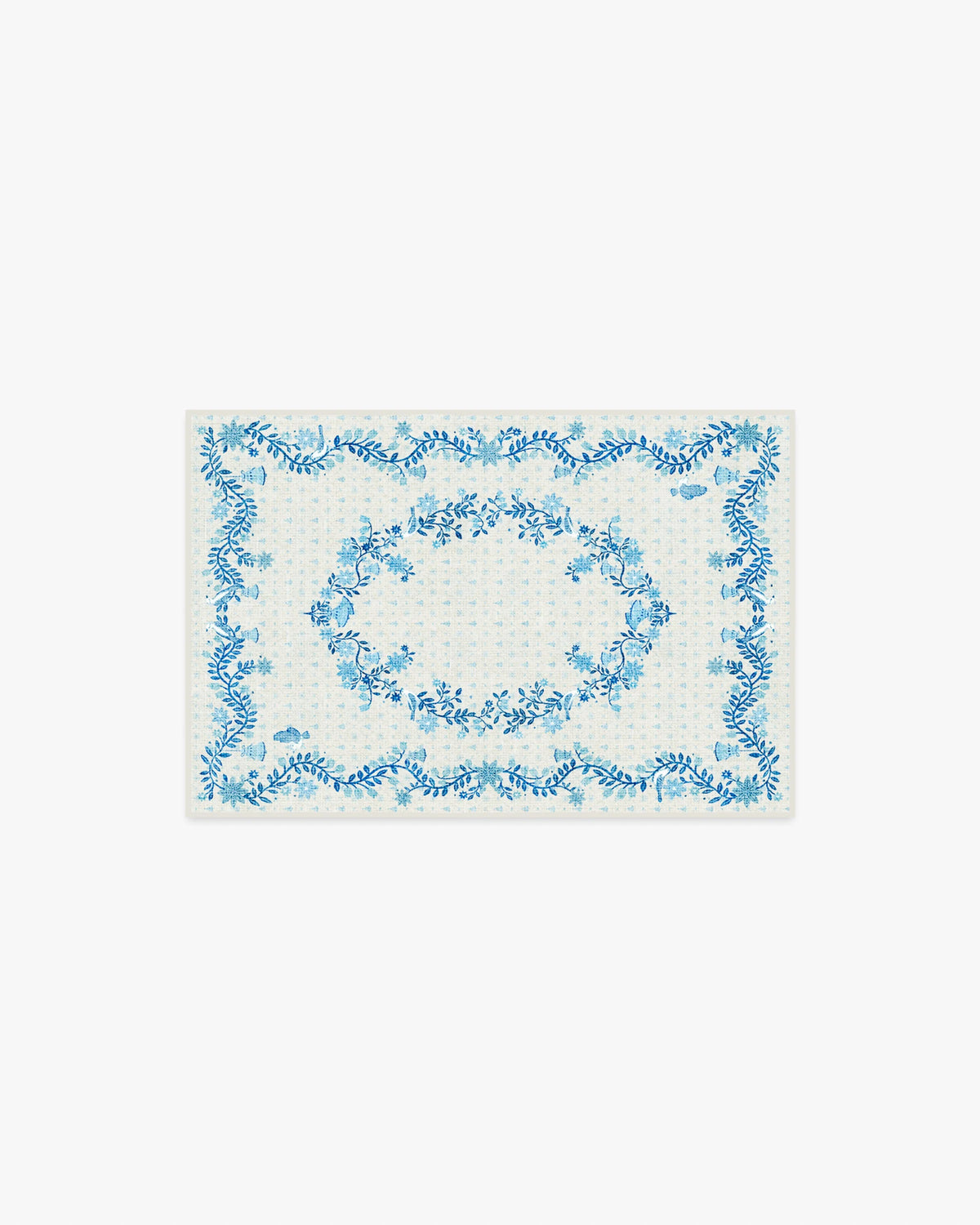 Festive Yuletide Ivory & Blue Flatwoven Rug by The Hiltons