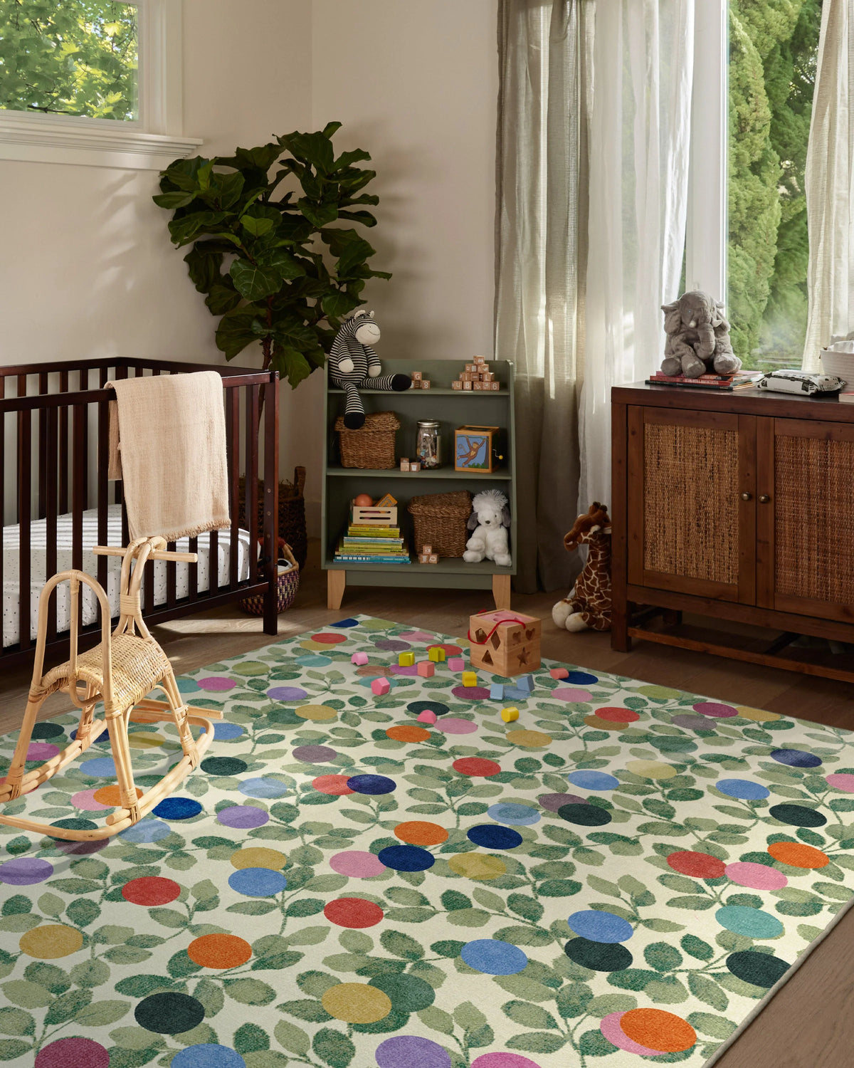 Botanical Whimsy Dots Neutral Flatwoven Rug