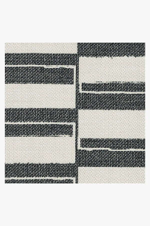 Offset Stripe Black Outdoor Rug