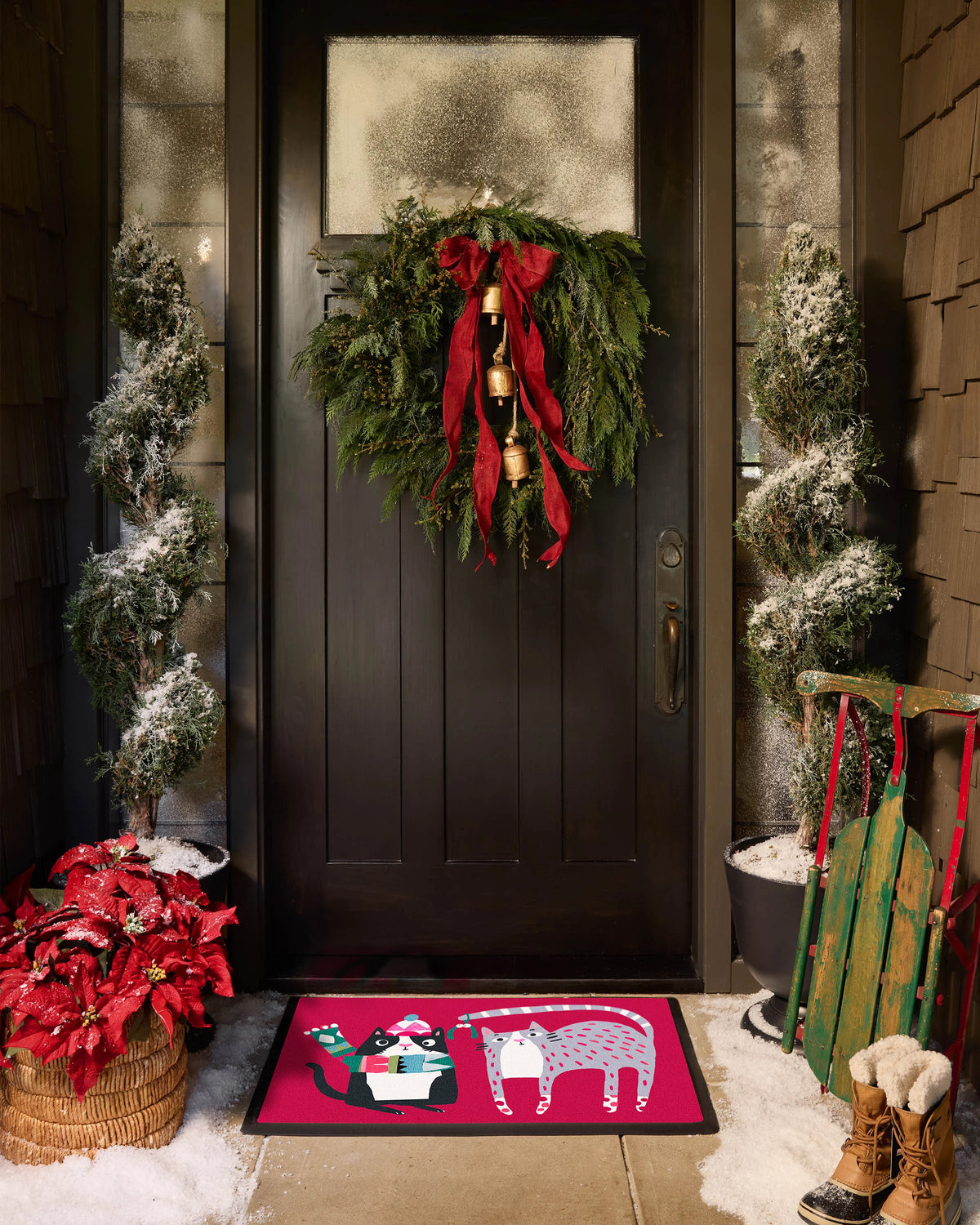 Festive Felines Red Doormat
