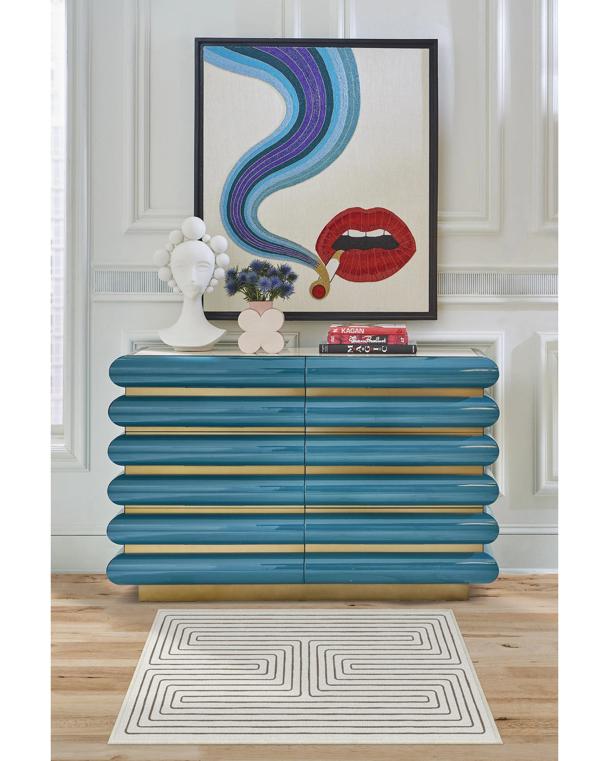 Labyrinth Camel & Ivory Flatwoven Rug by Jonathan Adler
