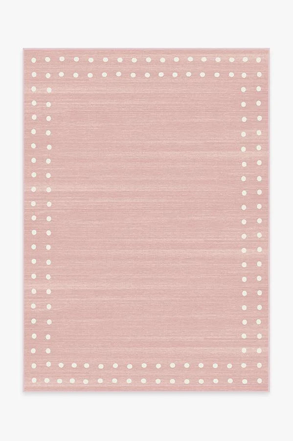 Dot Border Pink Flatwoven Rug