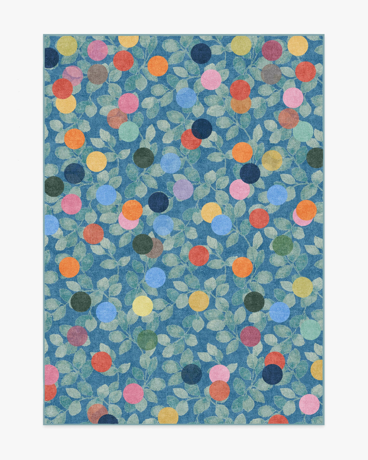 Botanical Whimsy Dots Blue Flatwoven Rug