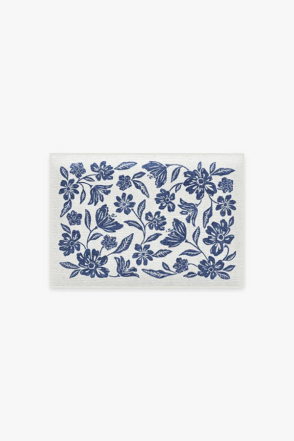 Bella Bouquet Delft Blue Bath Mat
