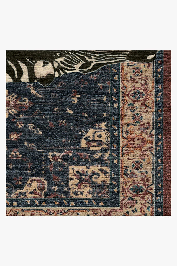 On Safari Sapphire Flatwoven Rug by Iris Apfel