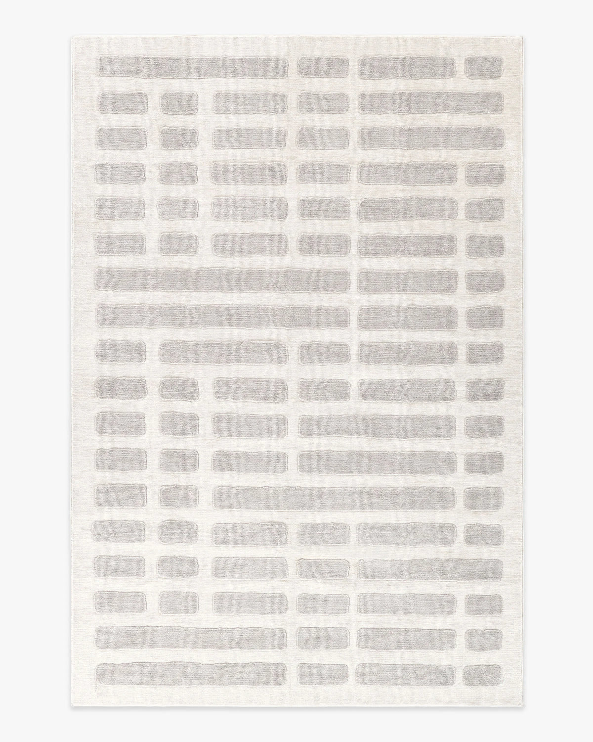 Brick Soft White & Light Grey Plush Rug