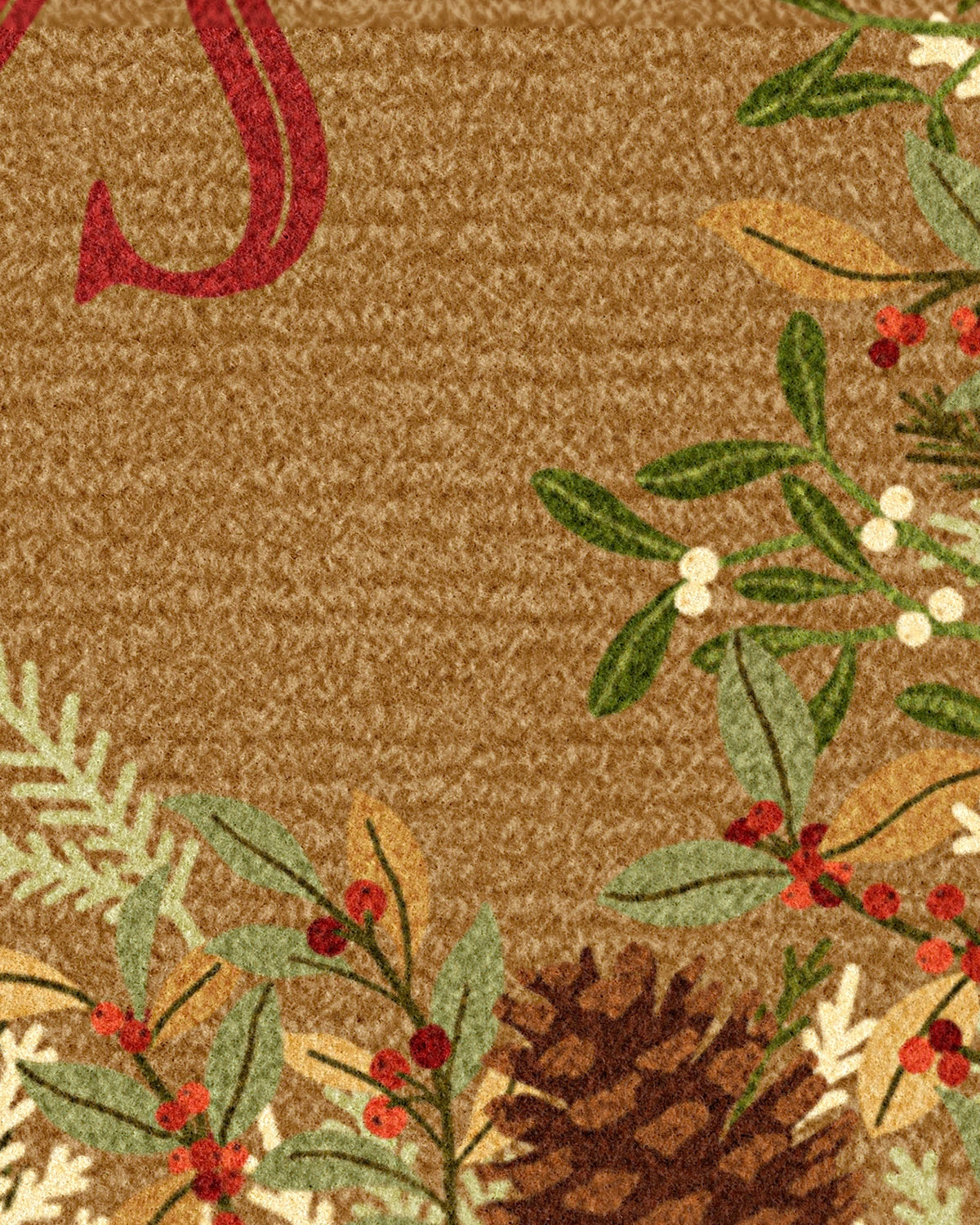 Happy Holidays Natural Large Doormat