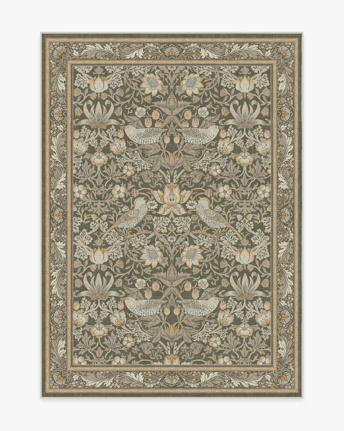 Strawberry Thief Stone Gold Rug by Morris & Co.