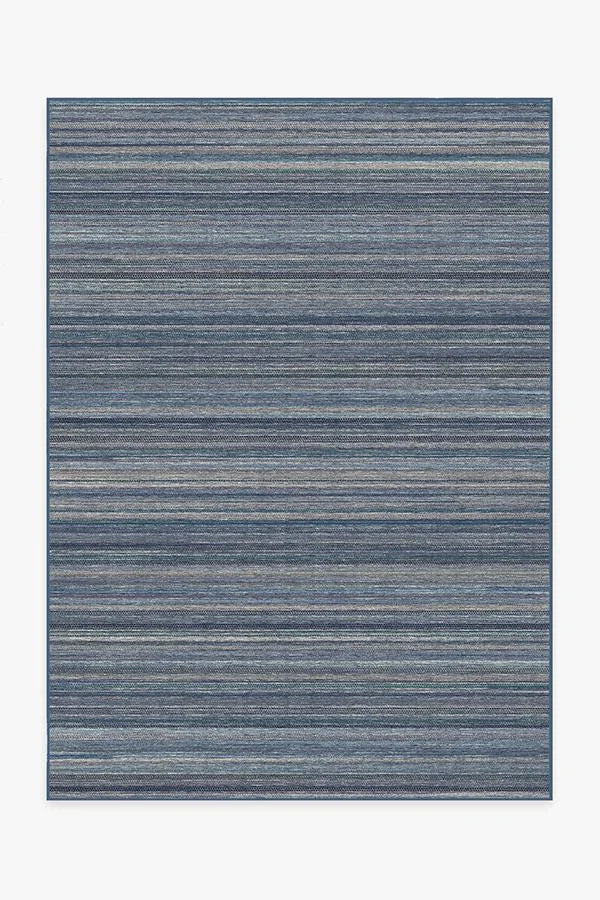 Multi Stripe Blue Flatwoven Rug