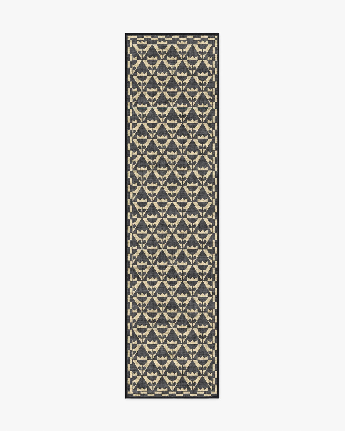 Tulip Heaven Black & Natural Re-Jute Rug by Dan Pelosi