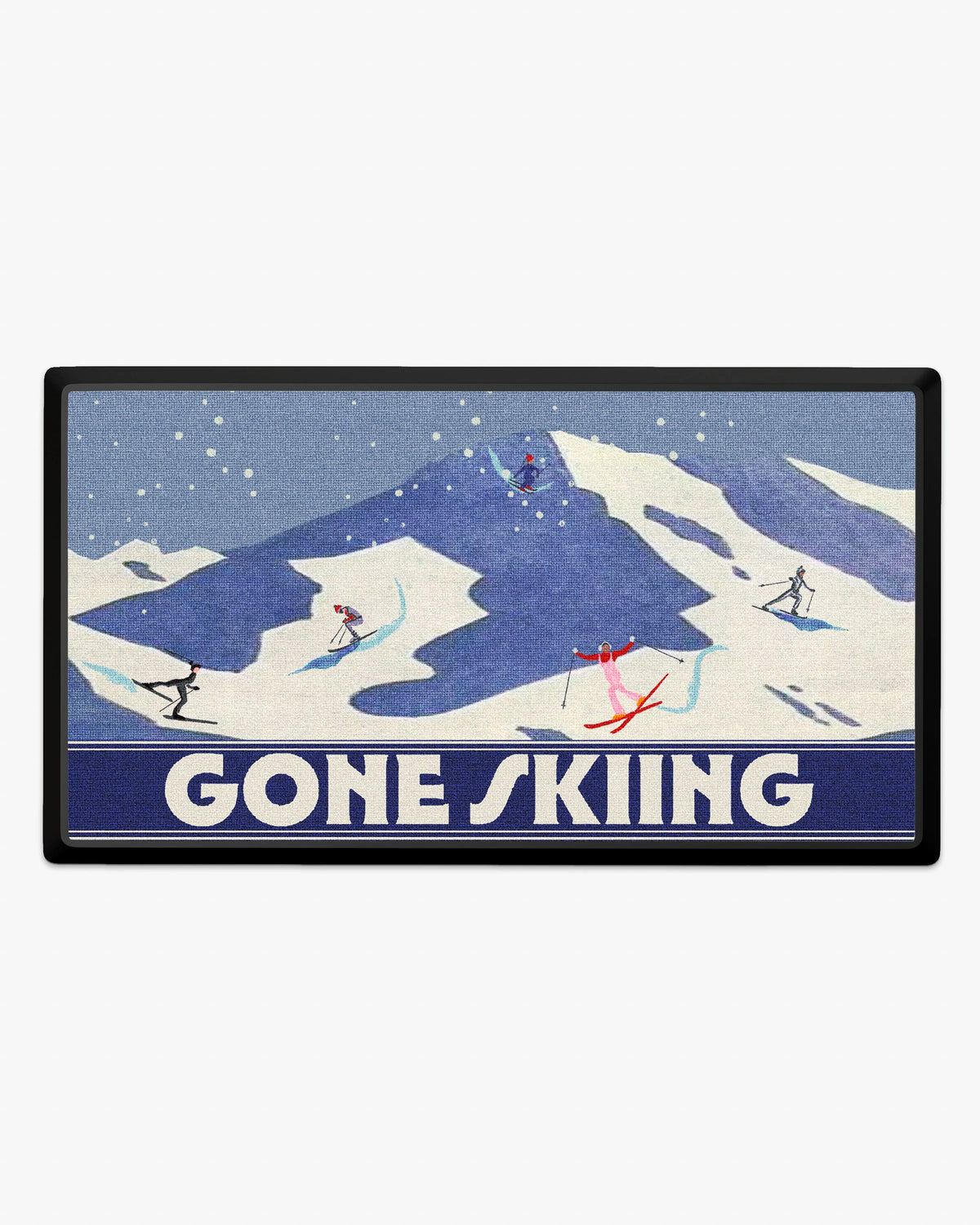 Gone Skiing Blue Large Doormat