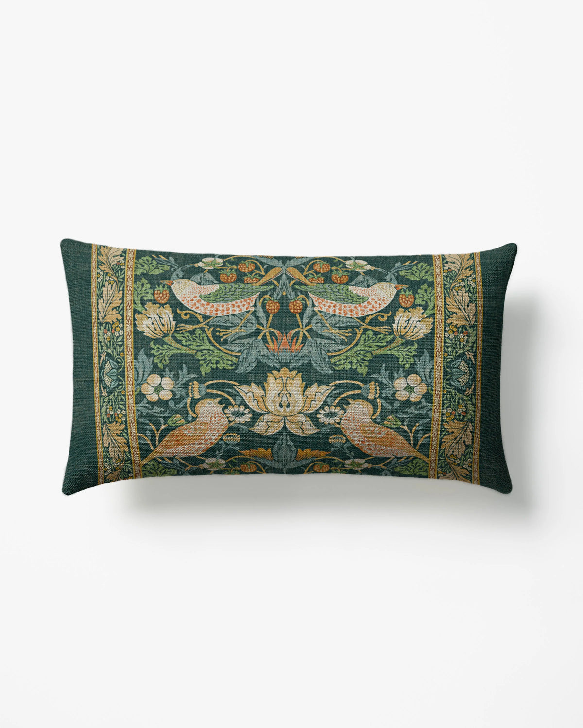 Strawberry Thief Slate Blue Woven Lumbar Throw Pillow by Morris & Co.