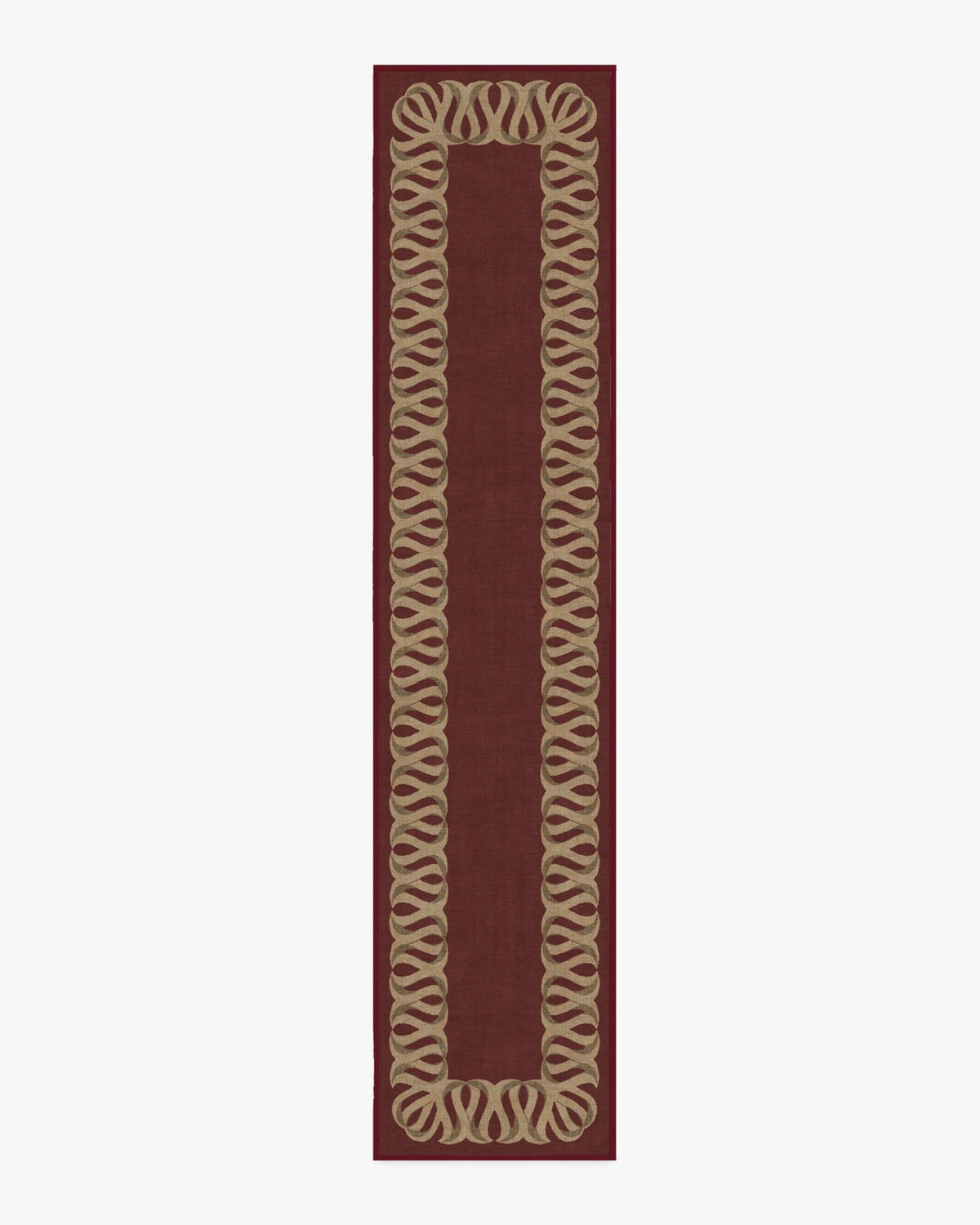 Ribbon Border Red & Natural Rug