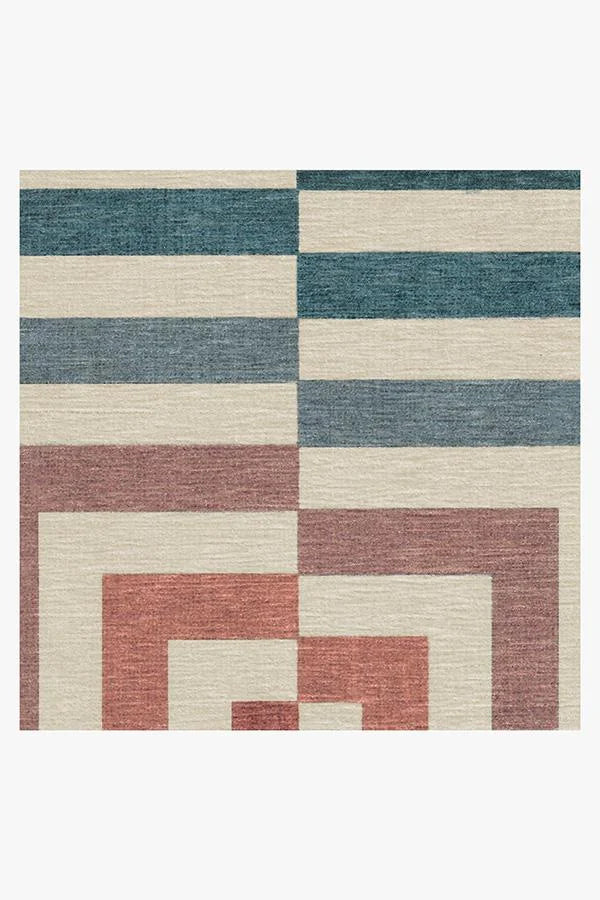 Op Art Teal Flatwoven Rug by Jonathan Adler