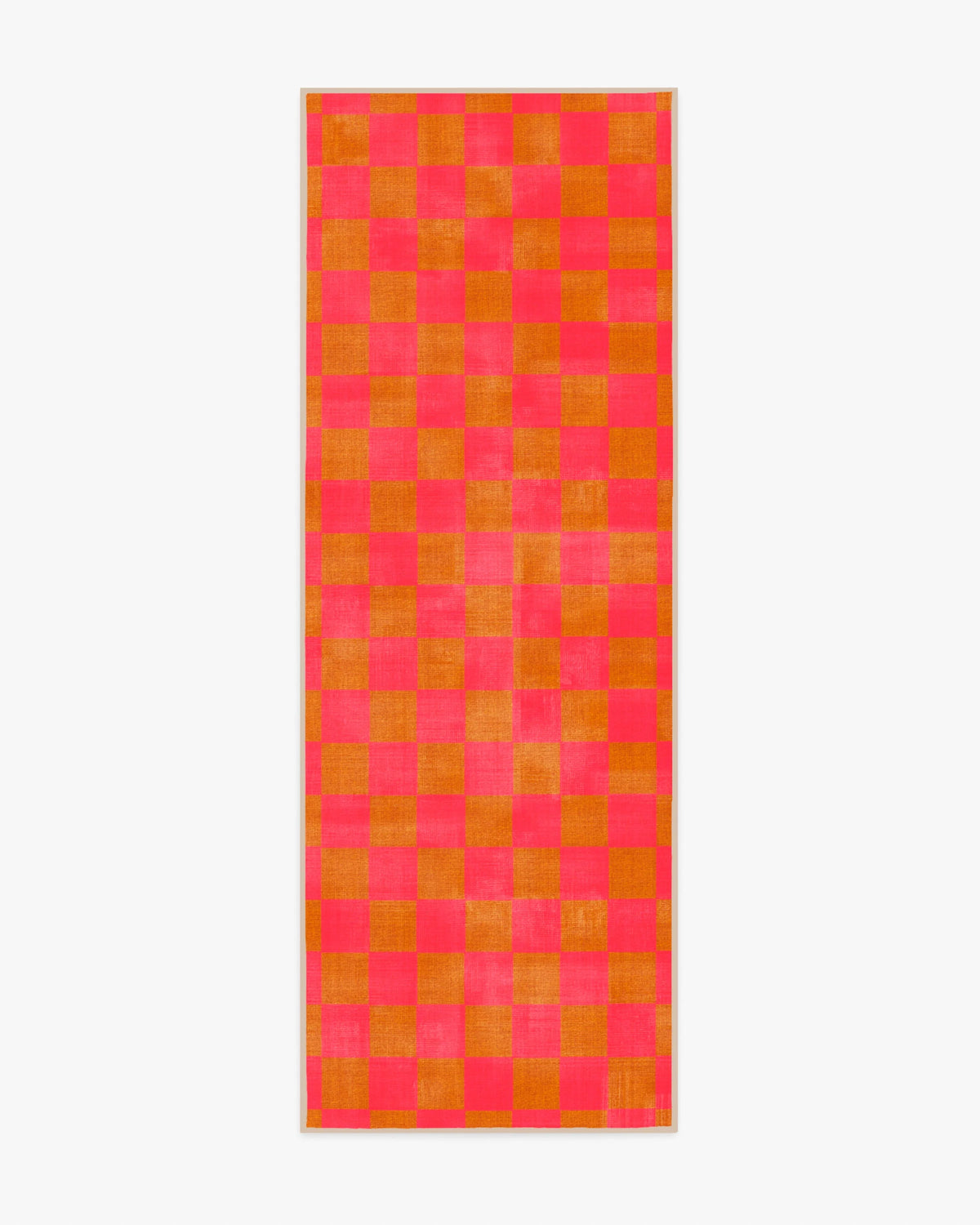 Nonna's Checkerboard Coral & Butterscotch Rug by Dan Pelosi