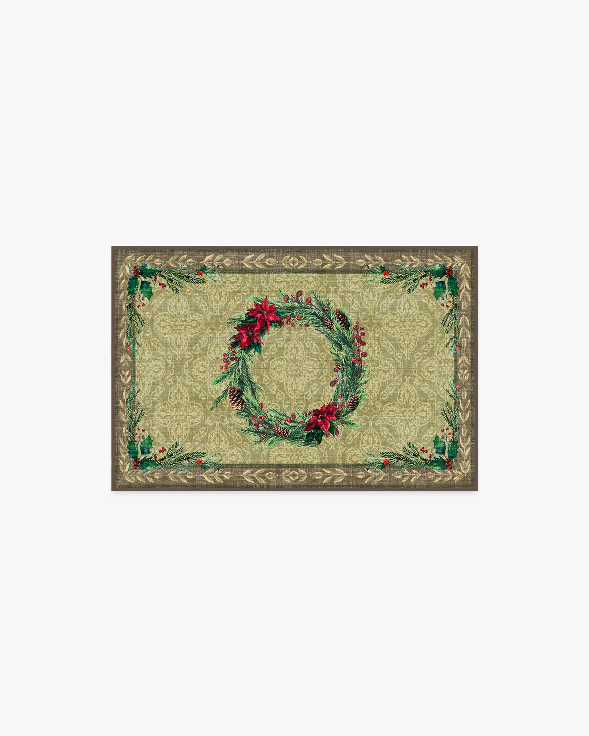 Botanical Wreath Gold & Green Flatwoven Rug