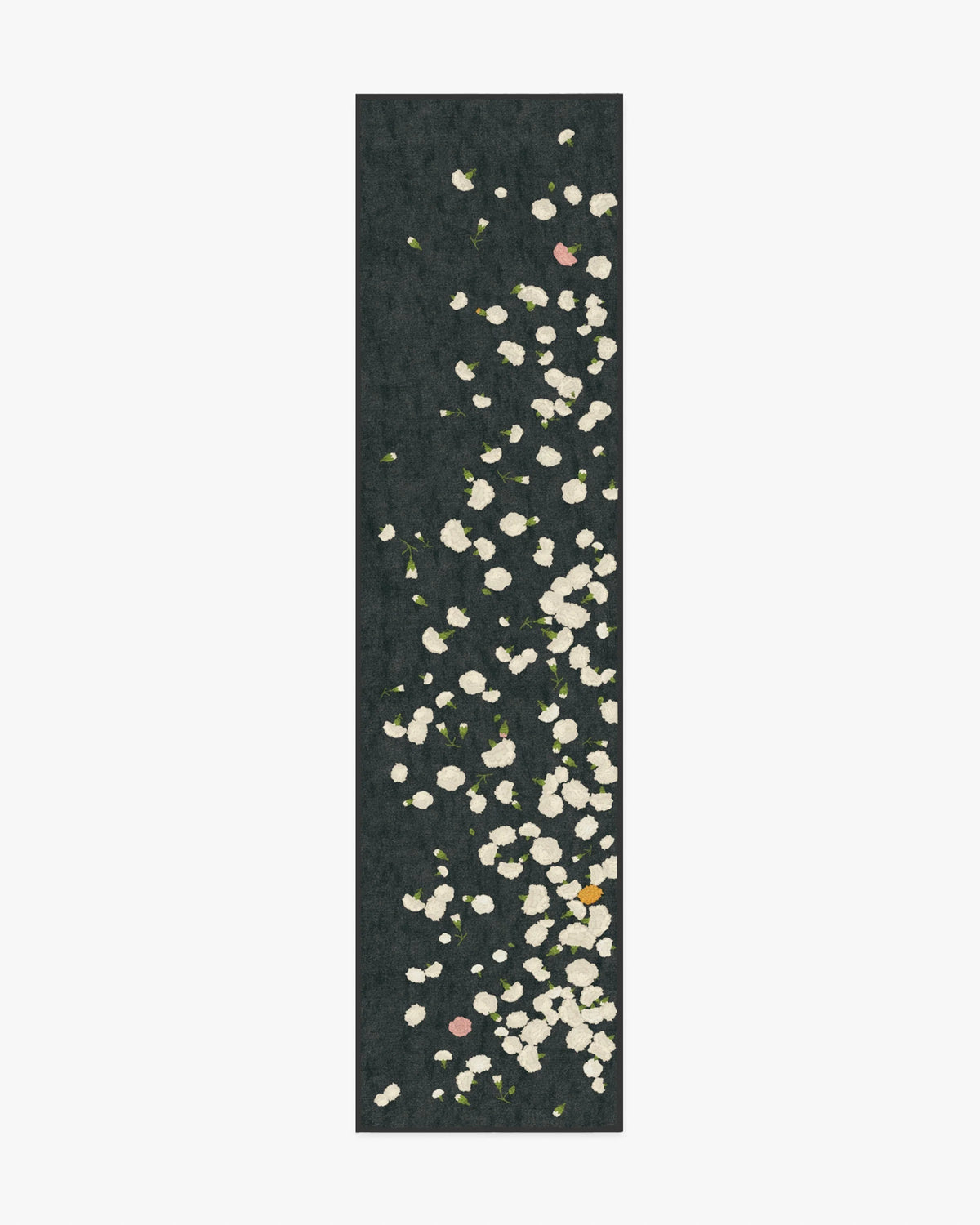 Fluttering Carnations Charcoal & Ivory Flatwoven Rug by The Local Project