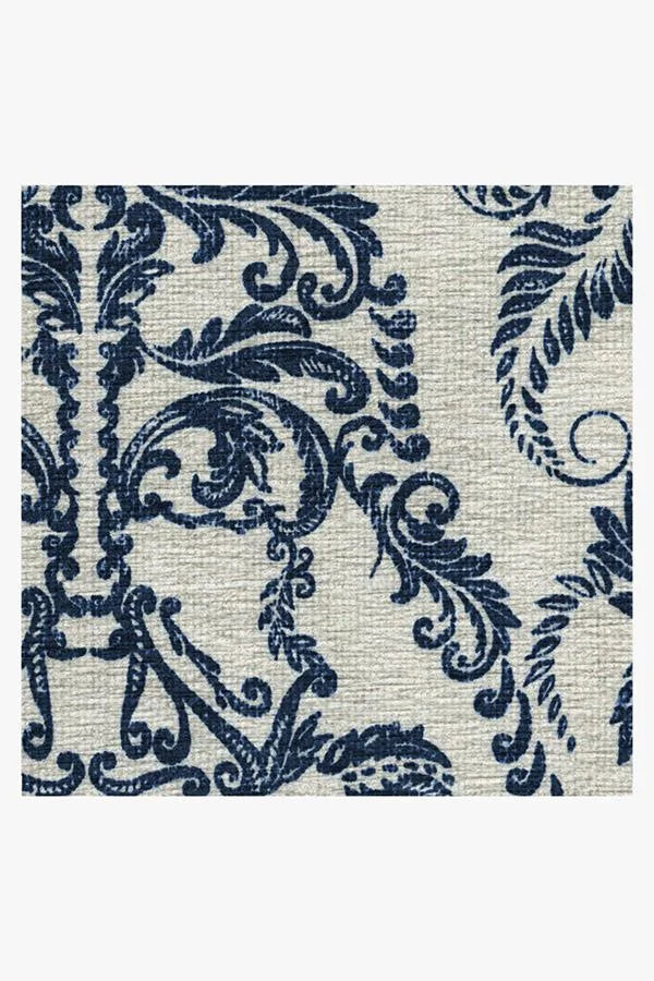 Dark Side Damask Delft Blue Flatwoven Rug