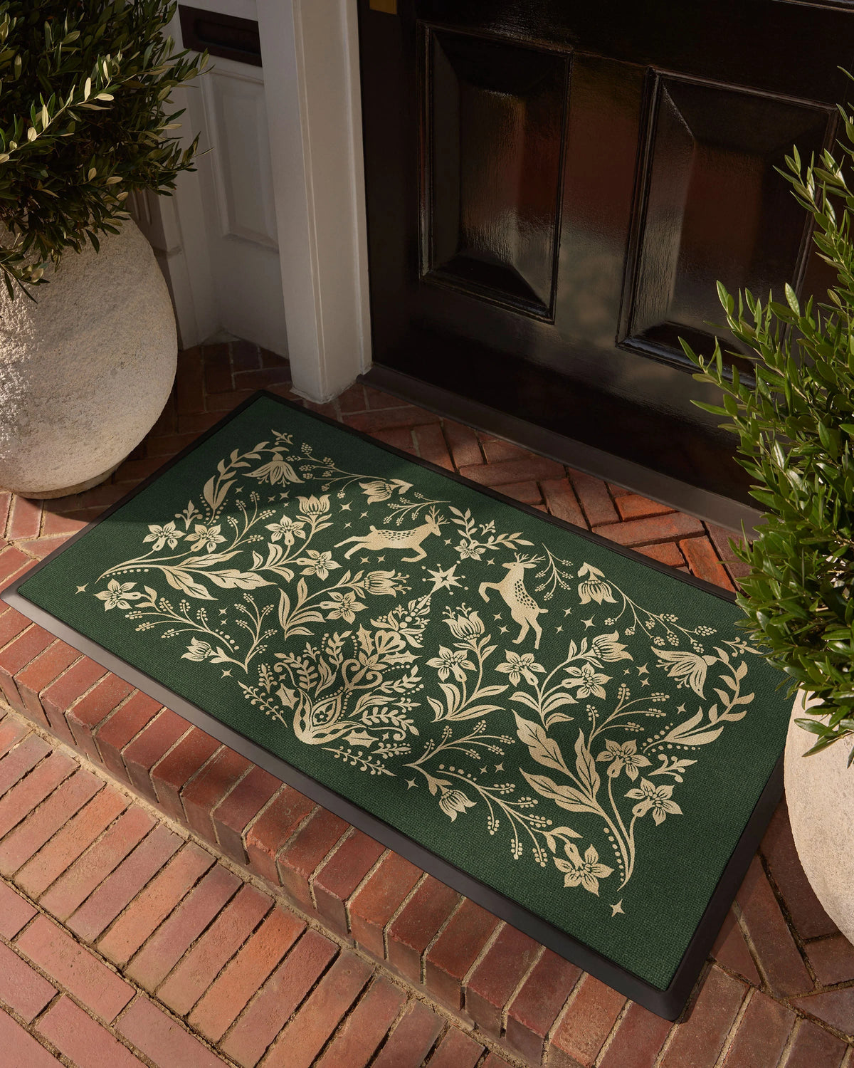 Christmas Wonderland Green & Gold Large Doormat
