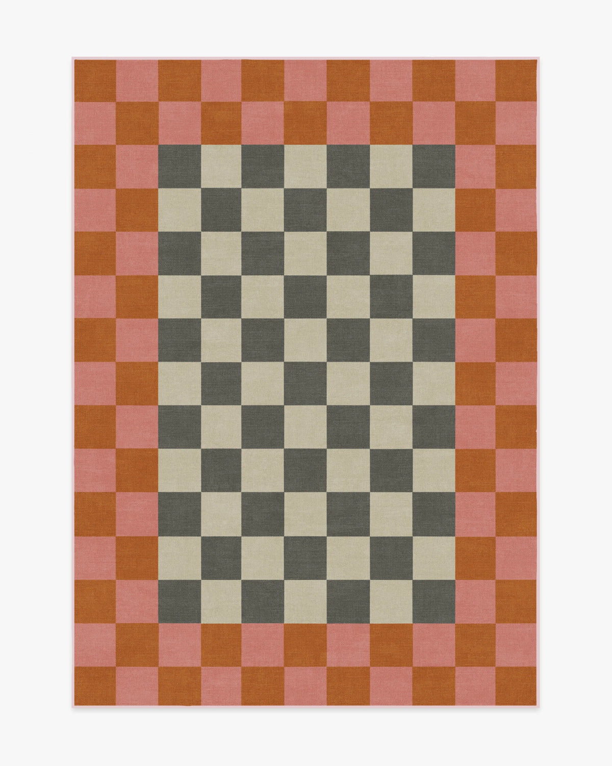 Checker Border Pink & Orange Flatwoven Rug by Jonathan Adler