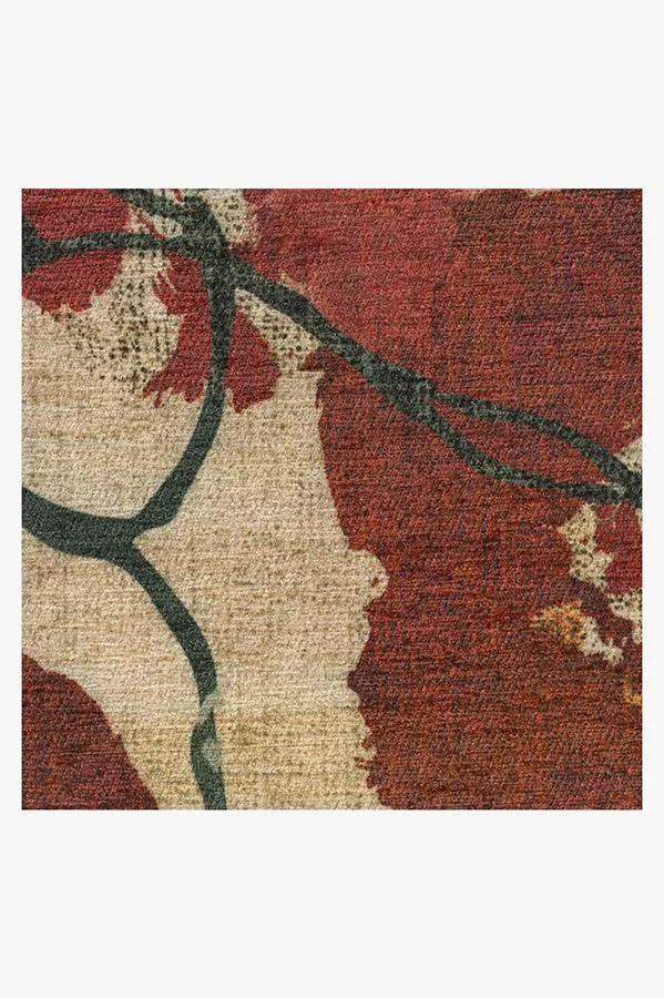 Watercolor Floral Coral Flatwoven Rug
