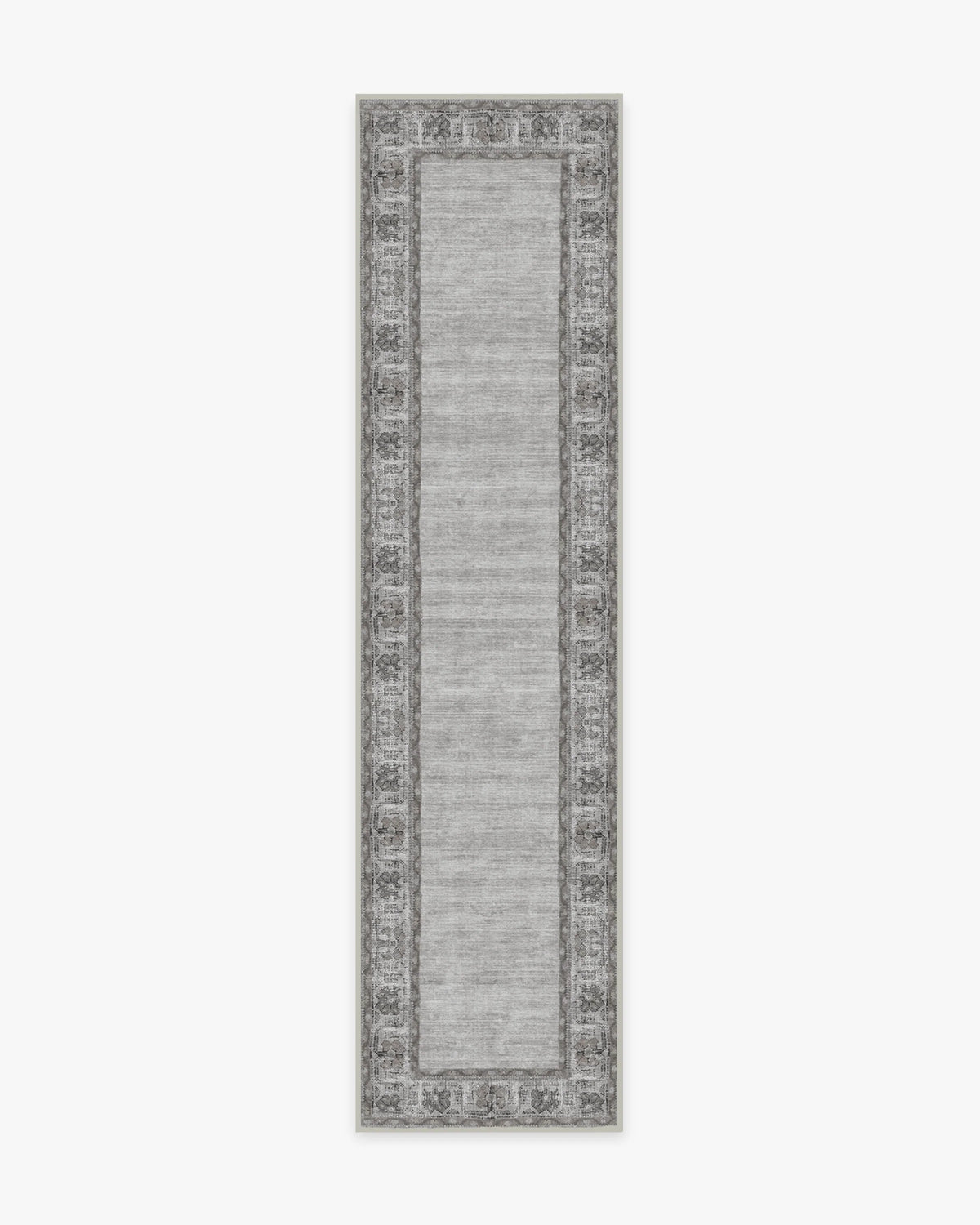 Vintage Daisy Bordered Grey Flatwoven Rug