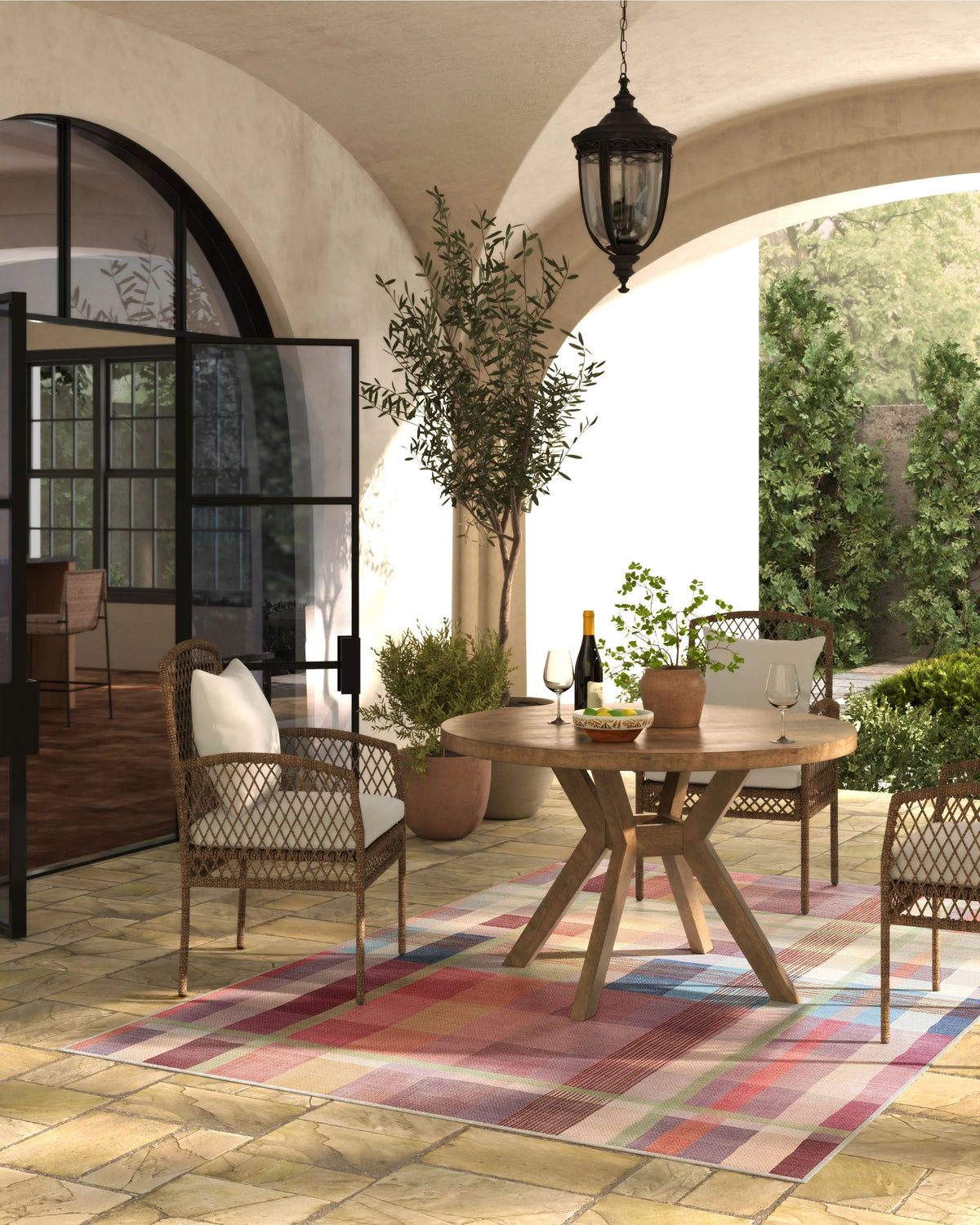 Margot Plaid Berry Multicolor Outdoor Rug