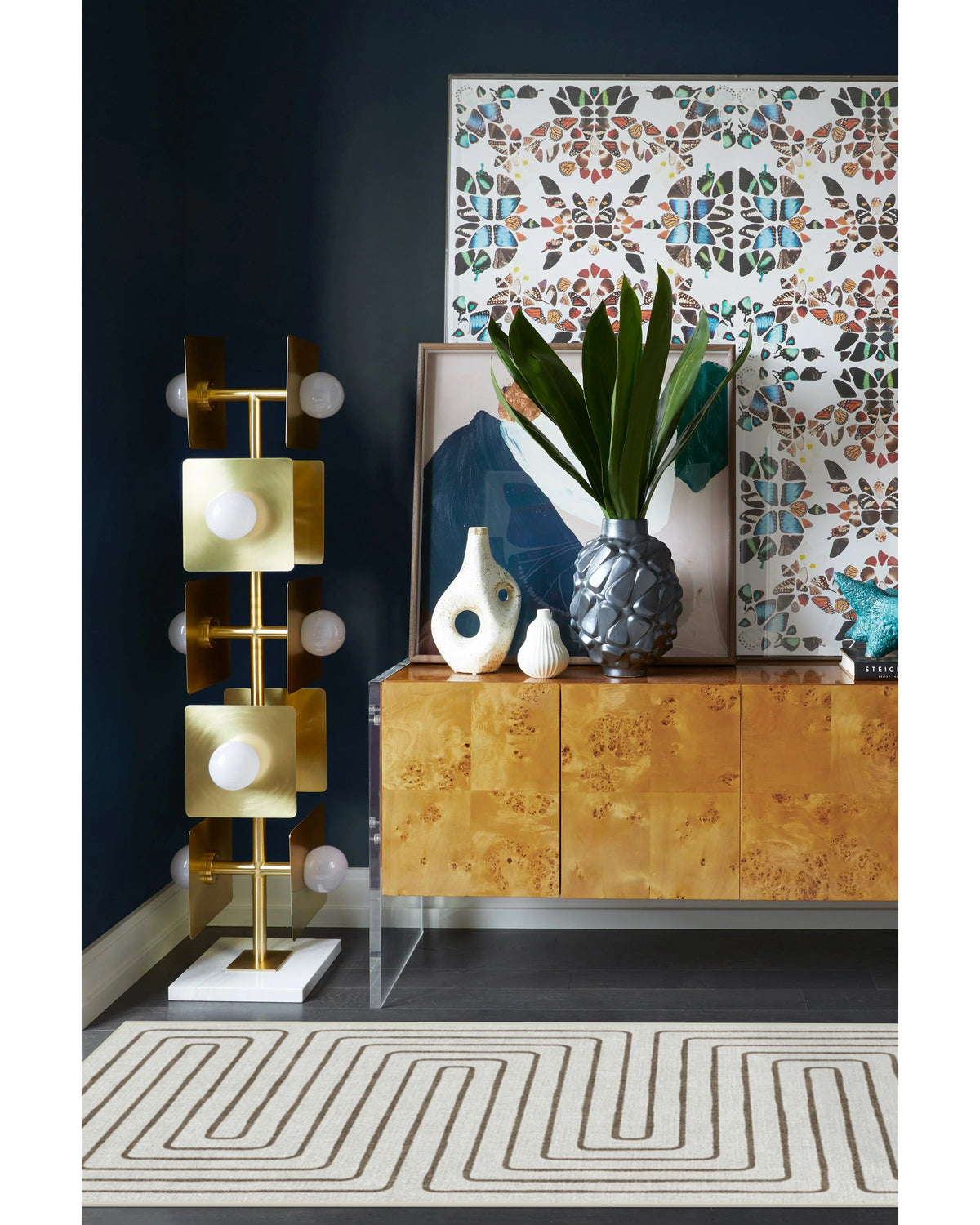 Labyrinth Camel & Ivory Flatwoven Rug by Jonathan Adler