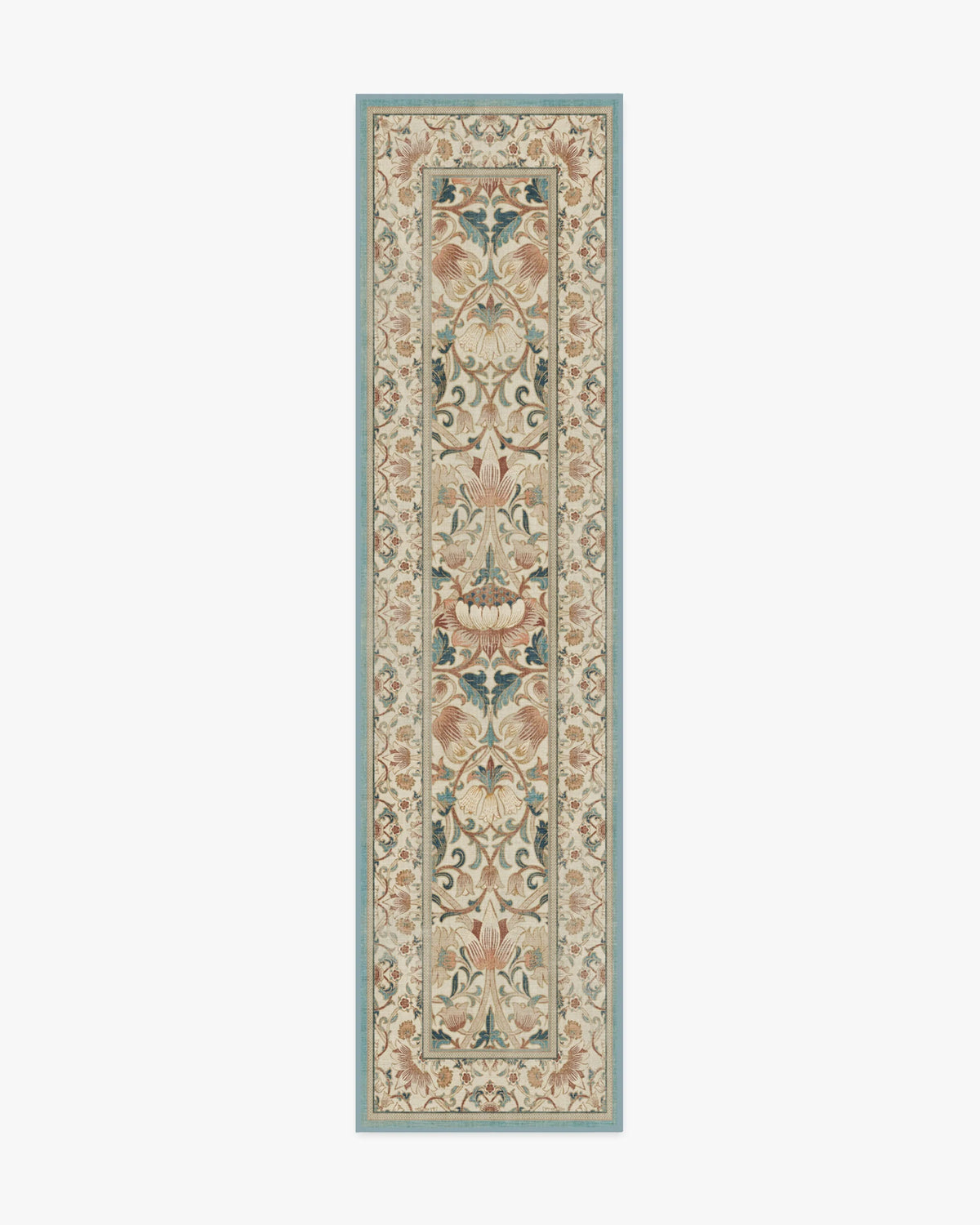 Lodden Soft Rose & Teal Rug by Morris & Co.