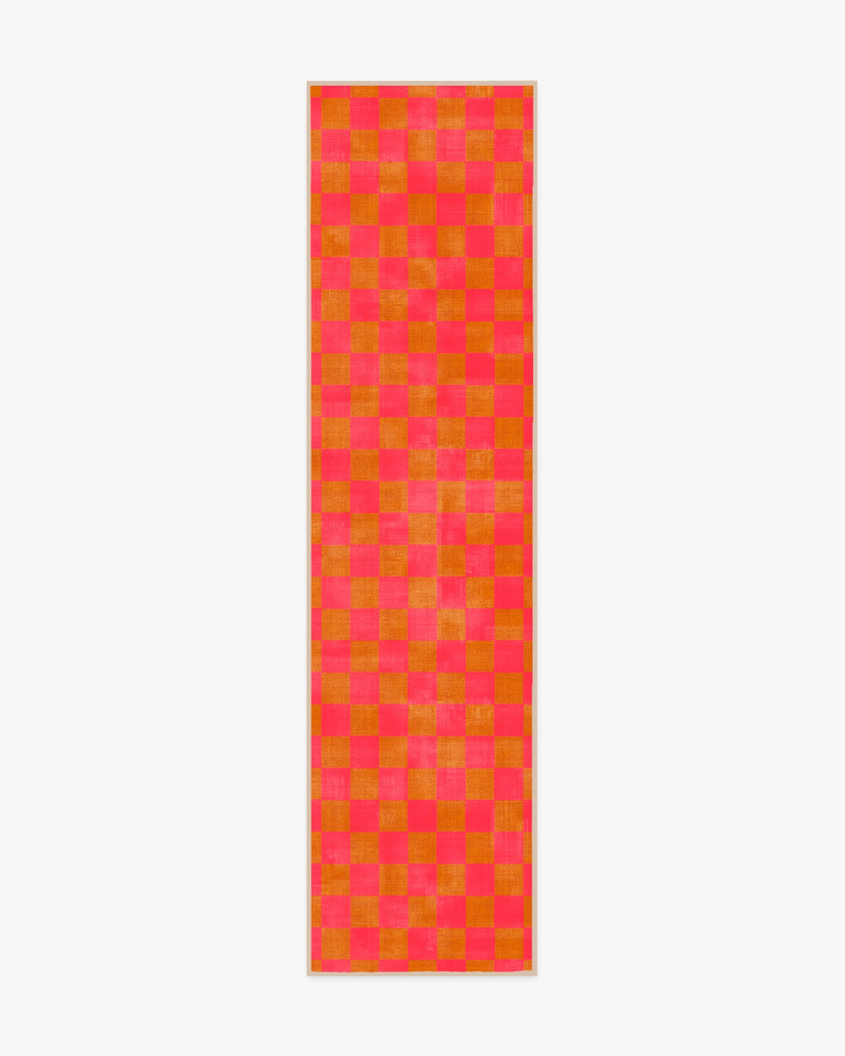 Nonna's Checkerboard Coral & Butterscotch Flatwoven Rug by Dan Pelosi