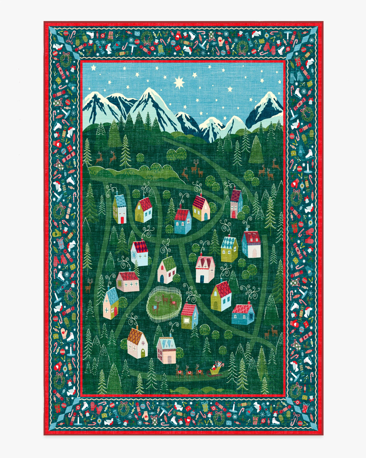 Merry Village Green Rug