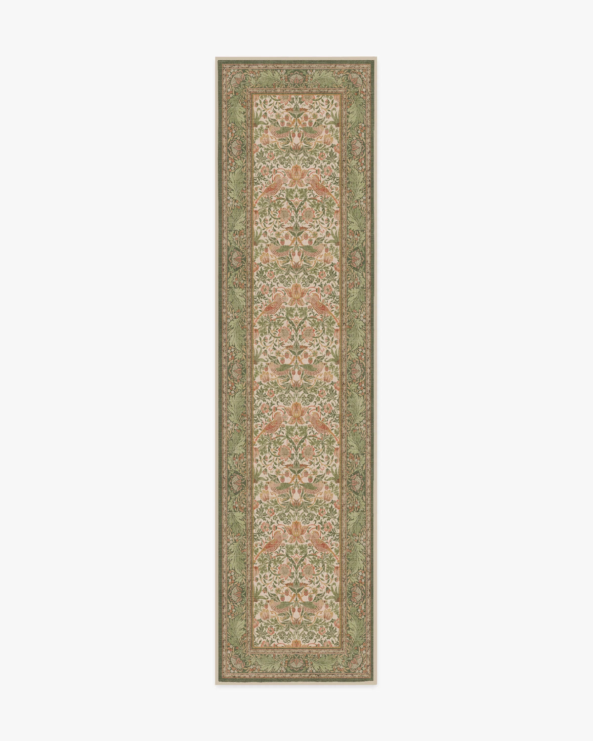Strawberry Thief Sage & Rose Flatwoven Rug by Morris & Co.