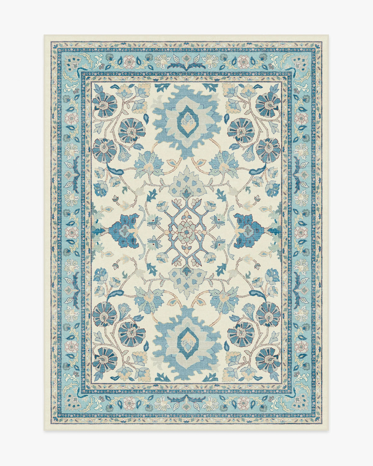 Calabria Cream & Light Blue Flatwoven Rug